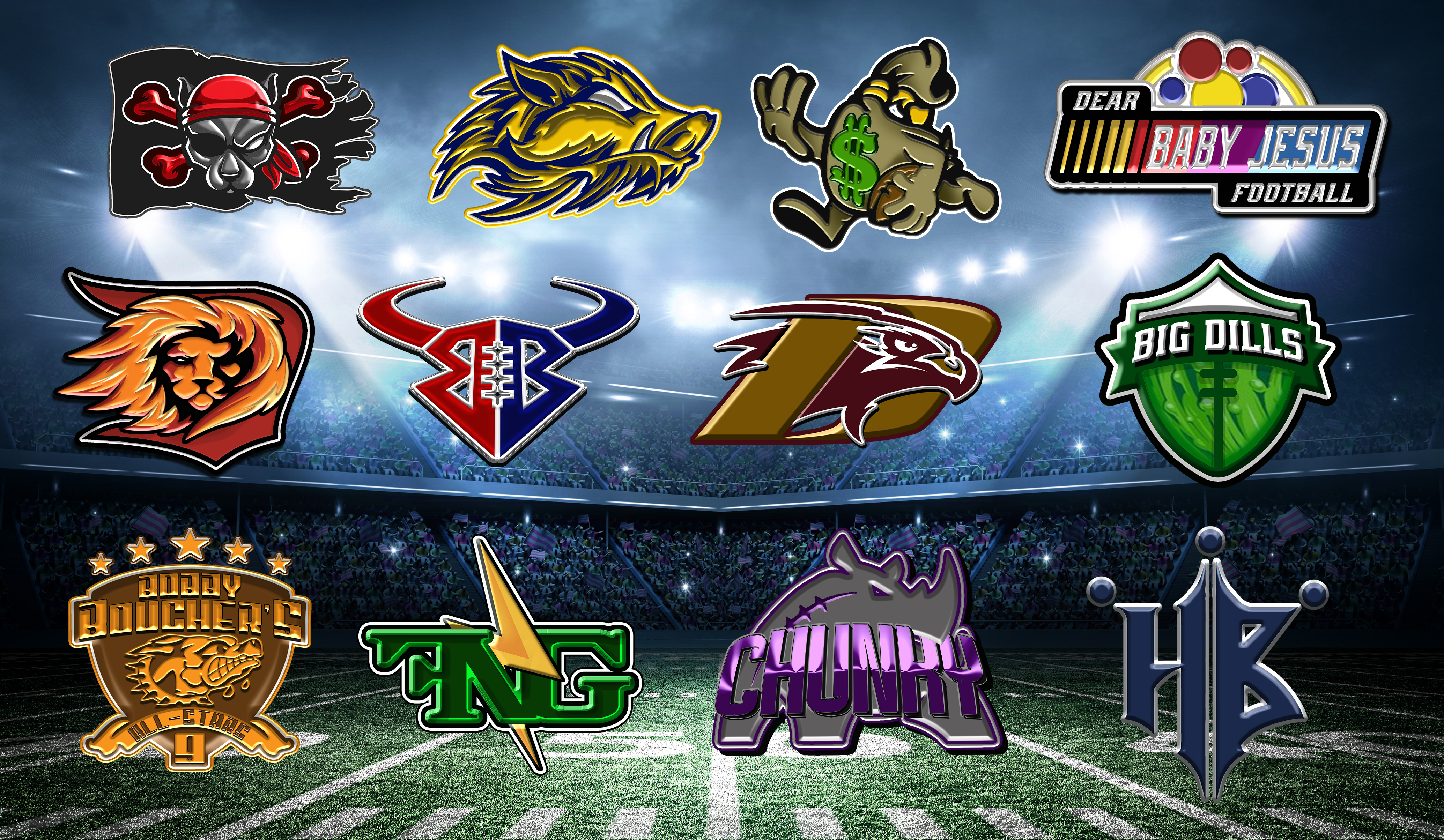 GRIT-iron Fantasy football league Teams logos